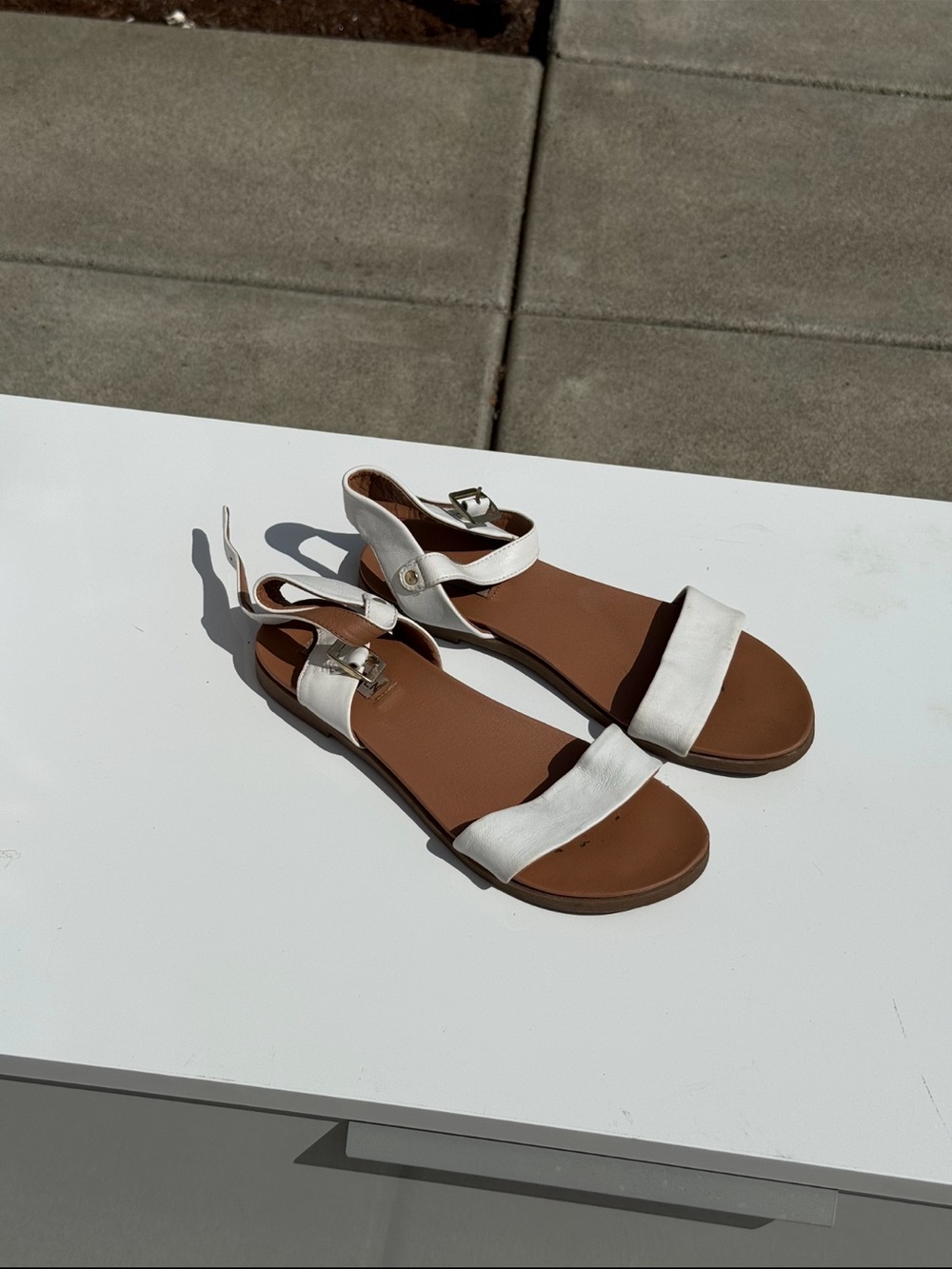 Classic White Leather Slingback Sandals for Women